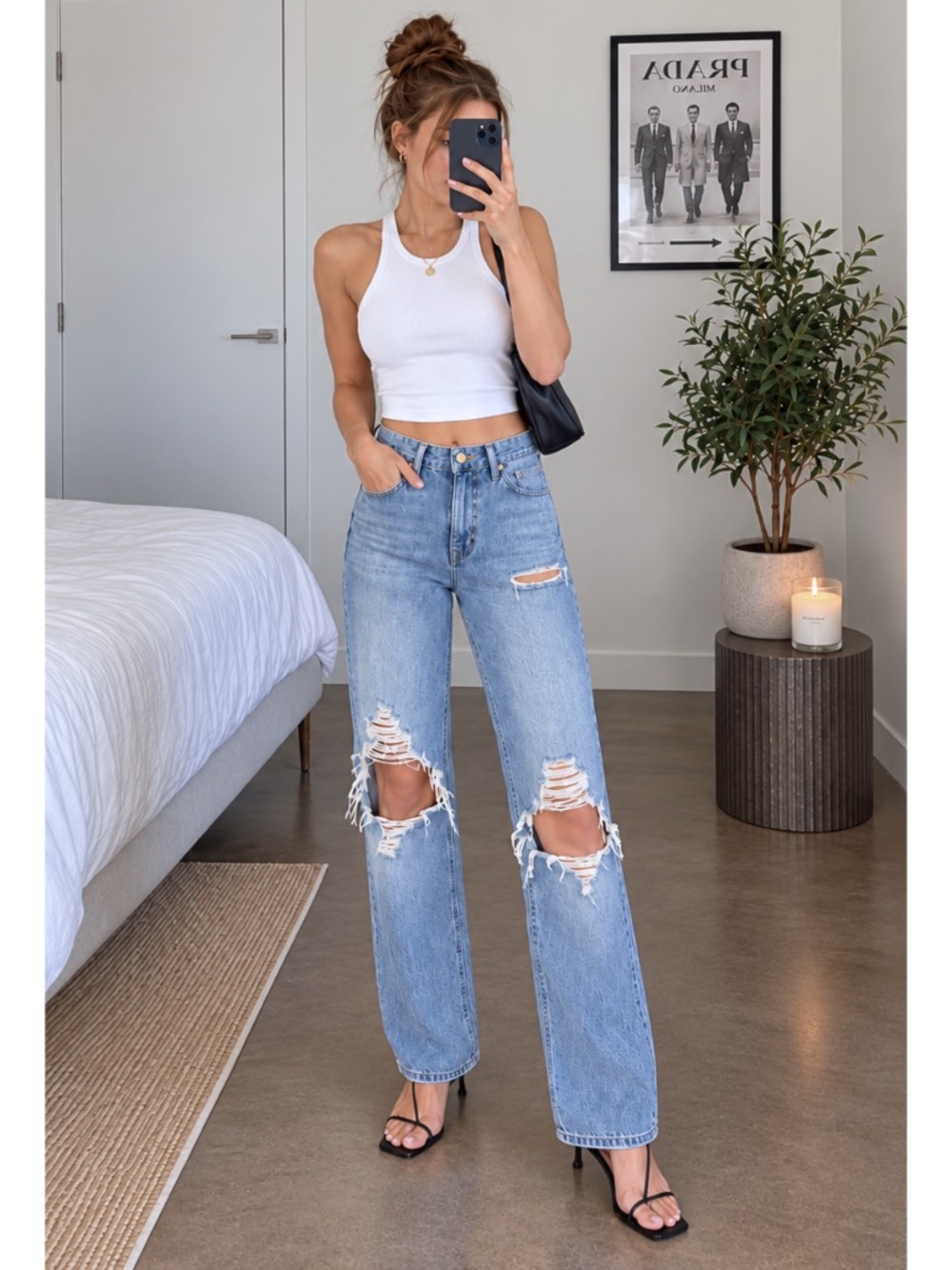 Triarchy Miss Triarchy Straight Jeans 28 Light Indigo Destroy $298